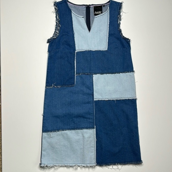 Nanette Lepore Denim Patchwork Shift Dress - Picture 1 of 7